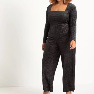 Eloquii Black Velvet Jumpsuit, Plus Size 14, 16, 18, Women's, New